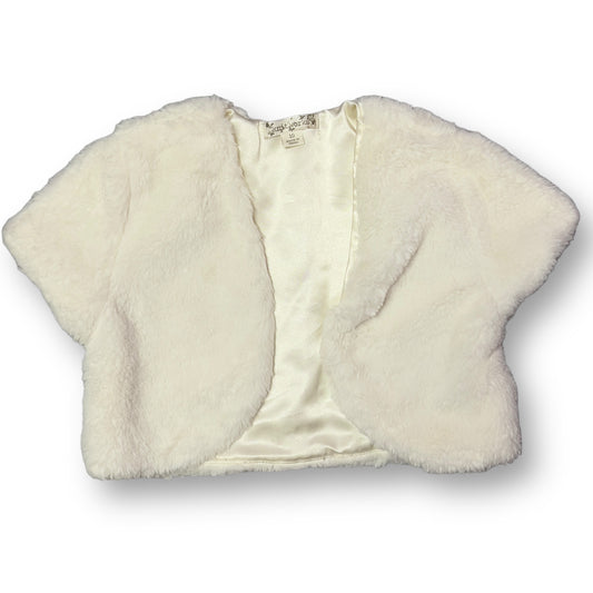 Girls Knitworks Size 10 White Faux Fur Cover-Over Dress Sweater