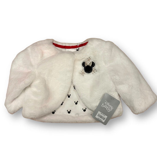 NEW! Girls Disney Baby Size 6-12 Months White Minnie Mouse Faux Fur Jacket