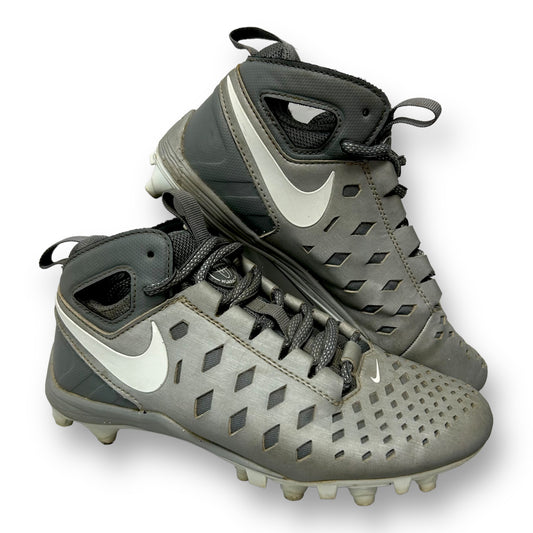 Nike Huarache Youth Boy Size 2.5 Gray & White Lacrosse Lace-Up Cleats