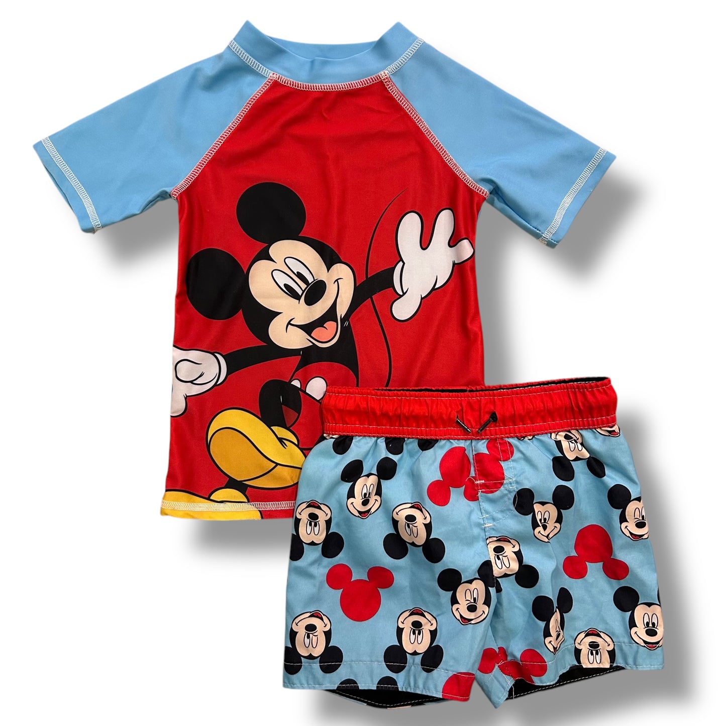 Disney Boys Size 2T Mickey Mouse Toddler 2-Pc Swim Trunks and Rashguard