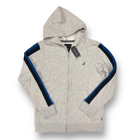 NEW! Boys Nautica Size 14/16 Light Gray Zippered Hoodie