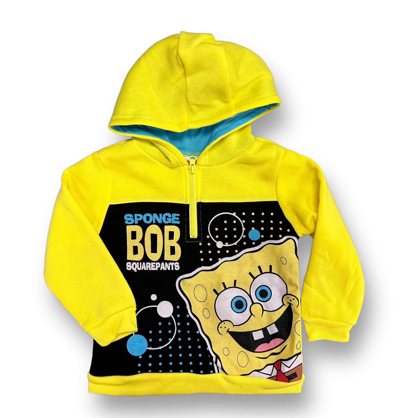 Boys Sponge Bob Hoodie Size 4 Yellow Quarter-Zip Pullover Sweatshirt