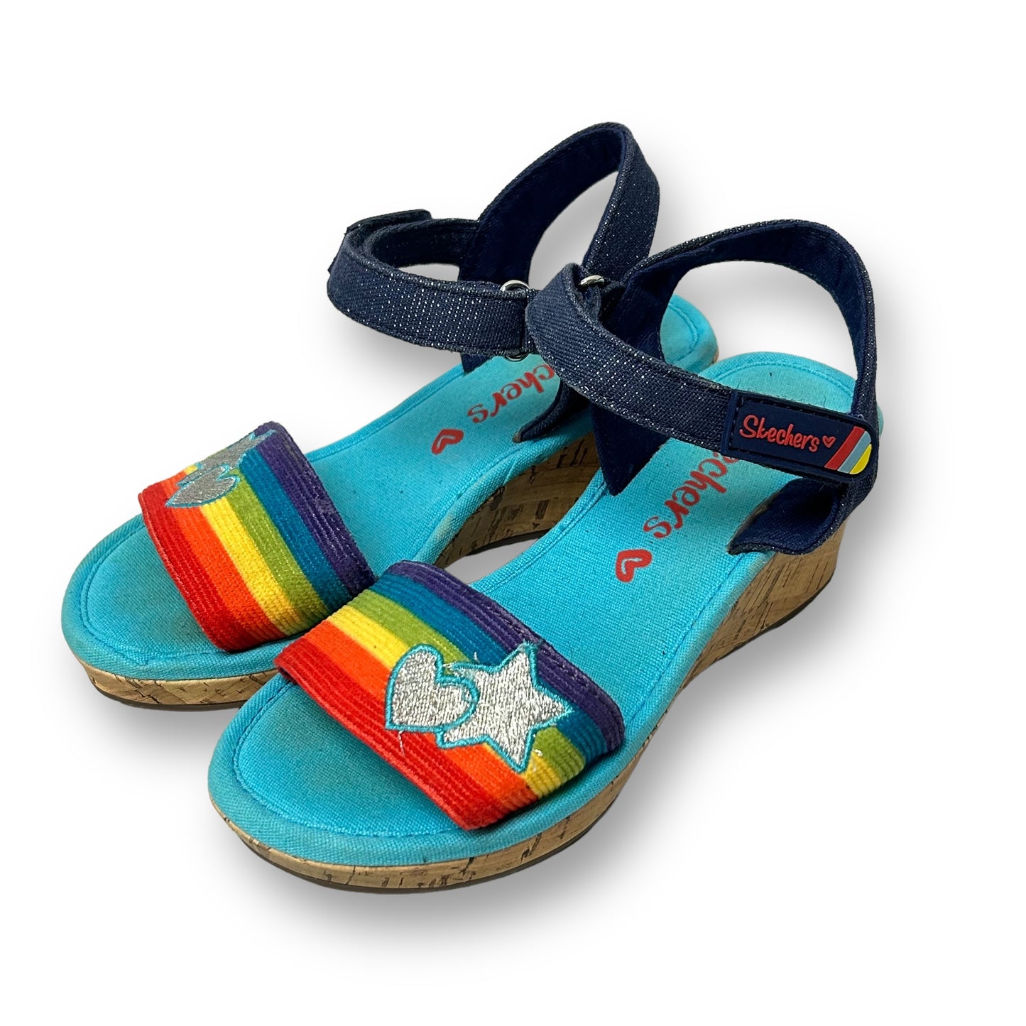 Skechers Big Girl Size 12 Rainbow Wedge Easy-On Sandals