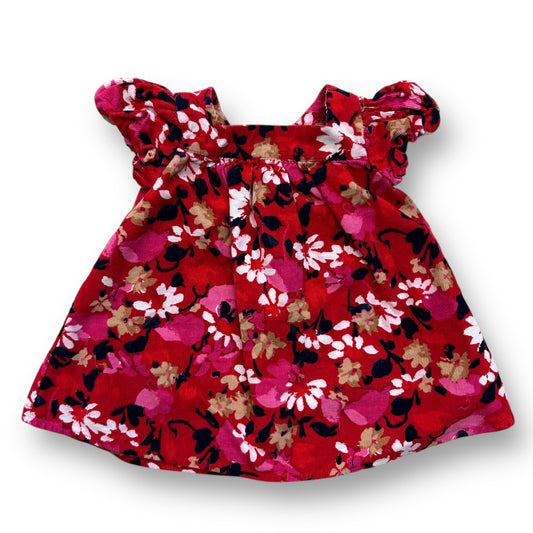 Girls Children's Place Size 0-3 Months Red Floral Corduroy Dress & Bloomers