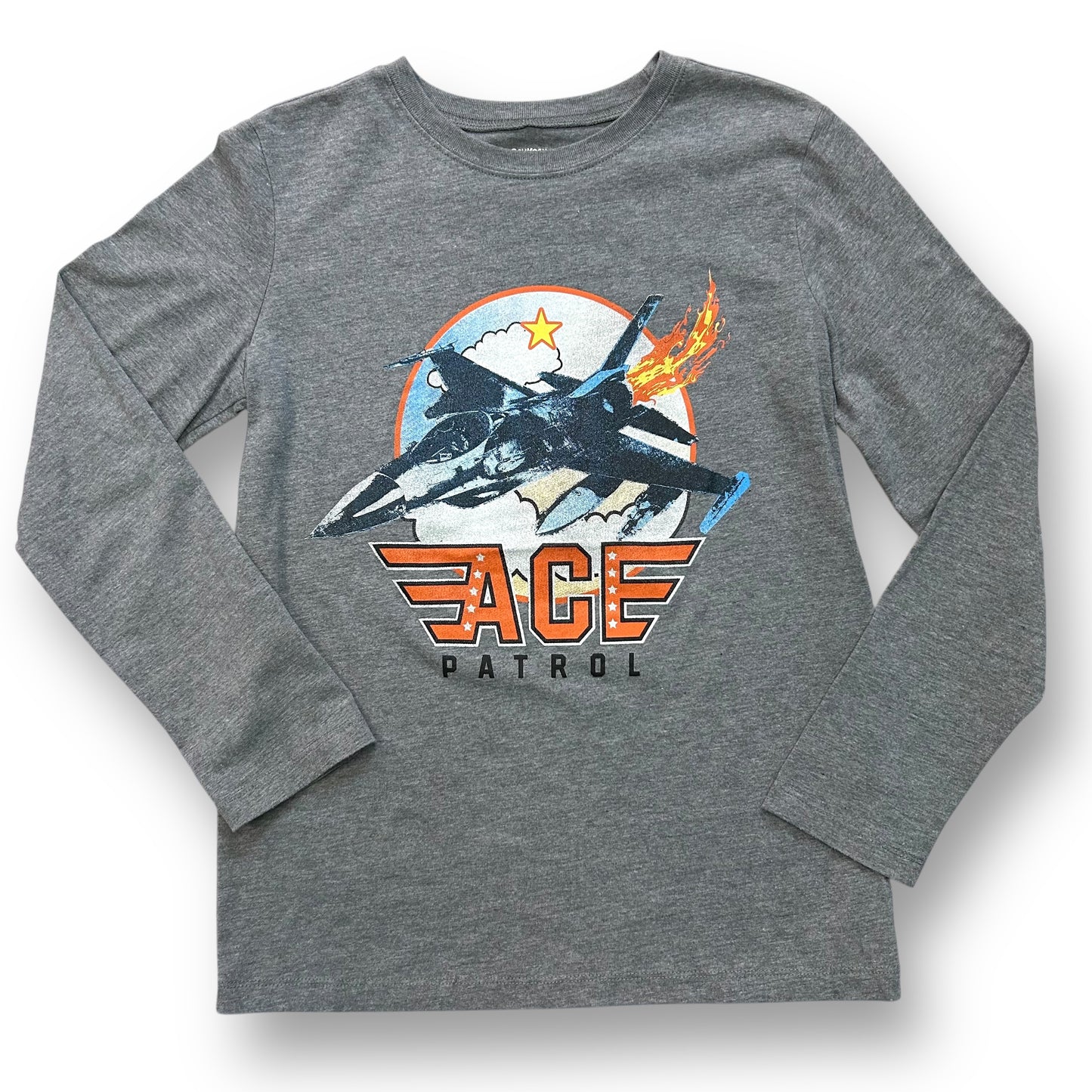 OshKosh Boys Size 12 Youth Jet Fighter Long Sleeve Gray Shirt