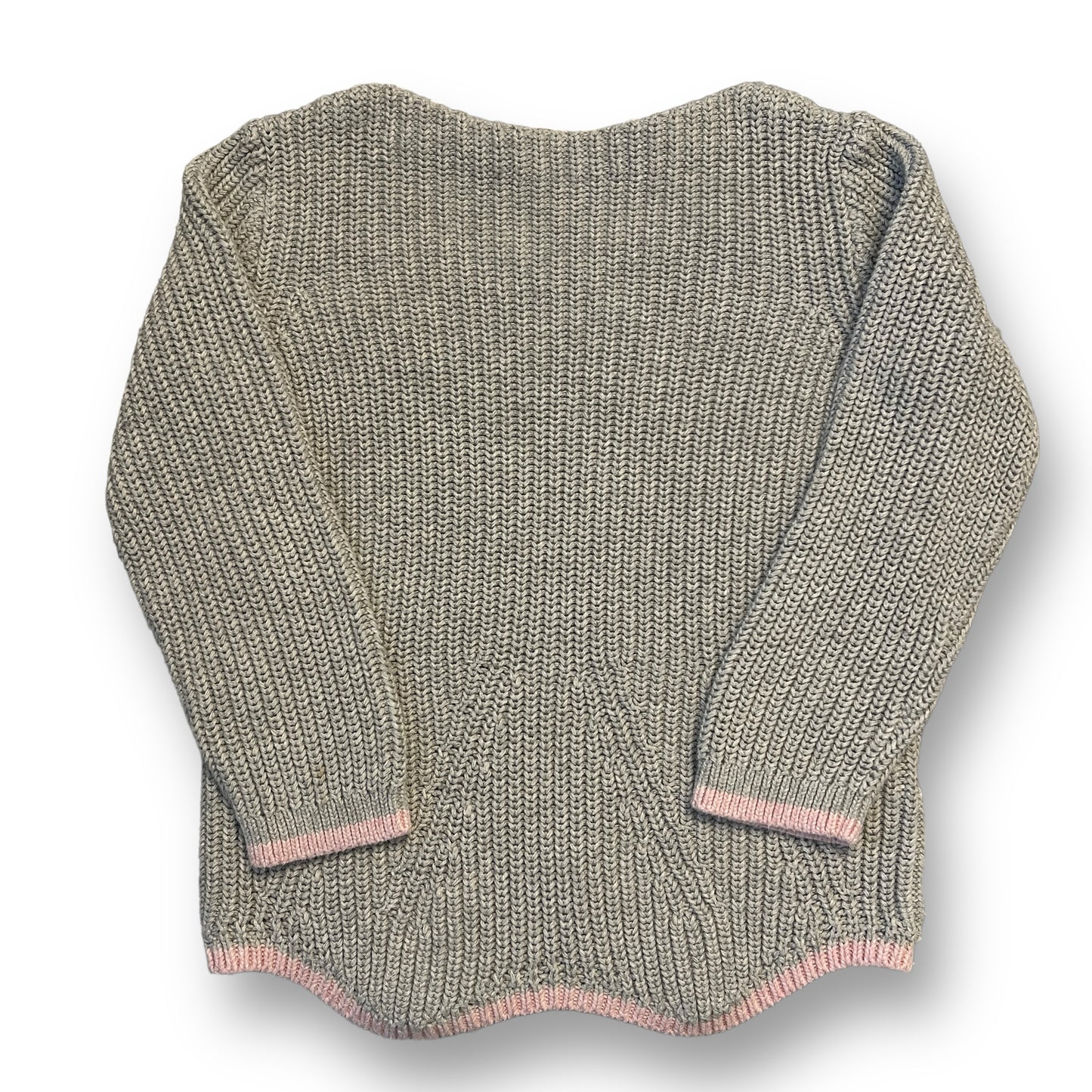 Crewcuts Girls Size 6/7 Top J. Crew Gray and Pink Trim Cable Knit Sweater