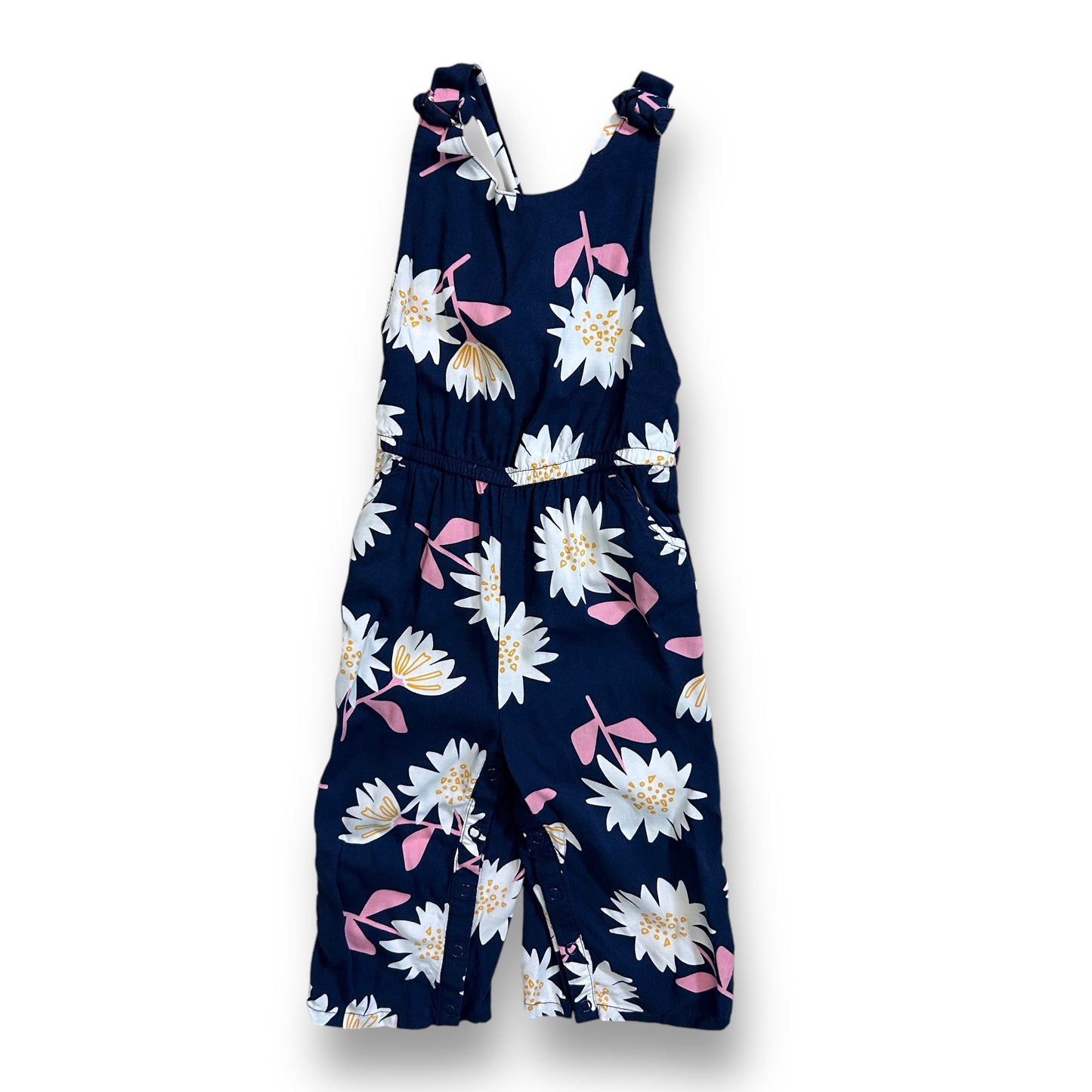 Cat & Jack Girls One Piece Size 3T Sleeveless Navy Jumpsuit with White Daisies