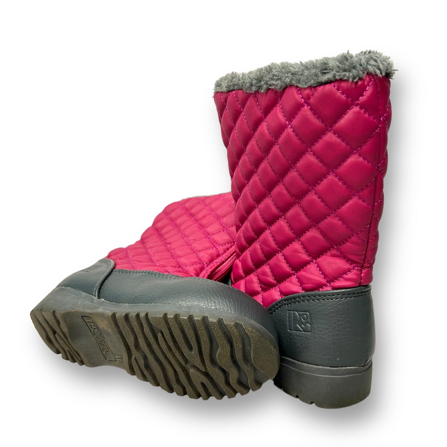 Rugged Outback Big Girl Size 11 Pink & Gray Faux Fur Zippered Snow Boots