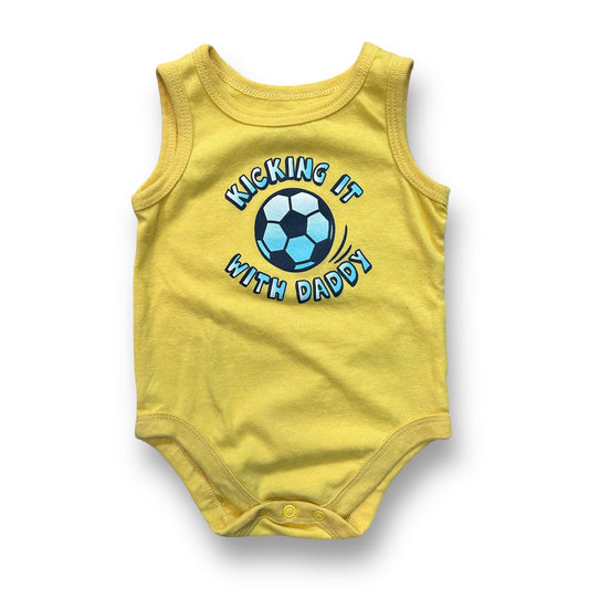 Boys Size 6-9 Months Yellow Sleeveless Soccer with Daddy Snap Bodysuit
