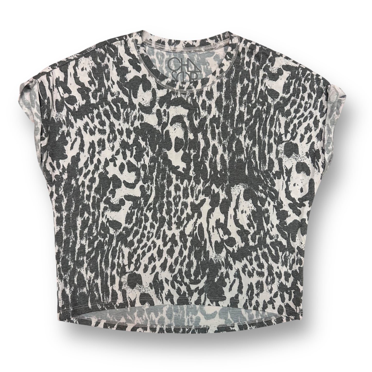 Chaser Size 12 Youth Girls Animal Print Short Sleeve Cropped Top