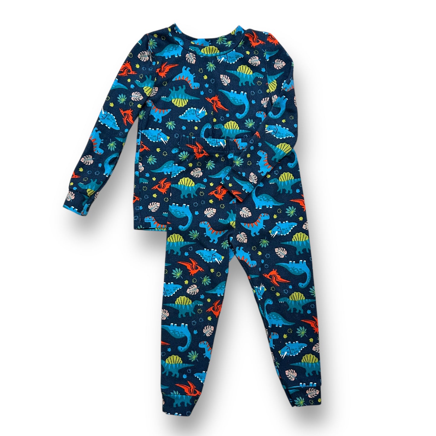 Cuddl Duds Boys Size 2T Pajamas Dark Blue Dino Print 2-Pc Set