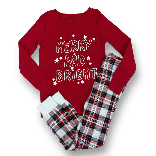 Boys Old Navy Size 4T Red Plaid Merry and Bright Christmas Pajamas