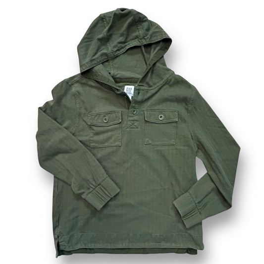 Boys Gap Size 10 L Hunter Green Button Pocket Hoodie Shirt