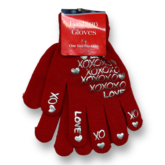 NEW! Girls Size OSFM Red Knit Fashion Gloves