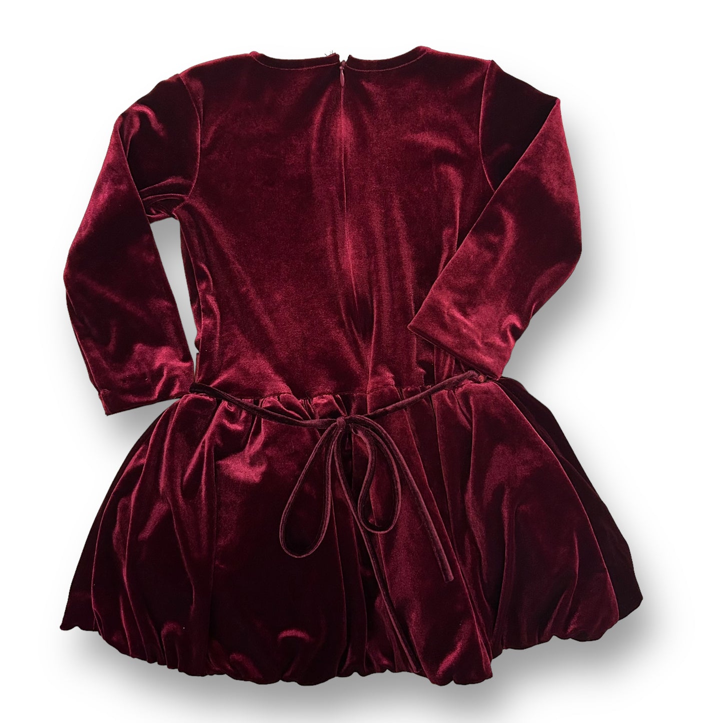 Girls Swea Pea & Lilli Size 3T Maroon Velour Long Sleeve Tie-Back Dress