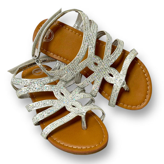 NWOT Wonder Nation Big Girl Size 11 Silver Sparkle Easy-On Sandals