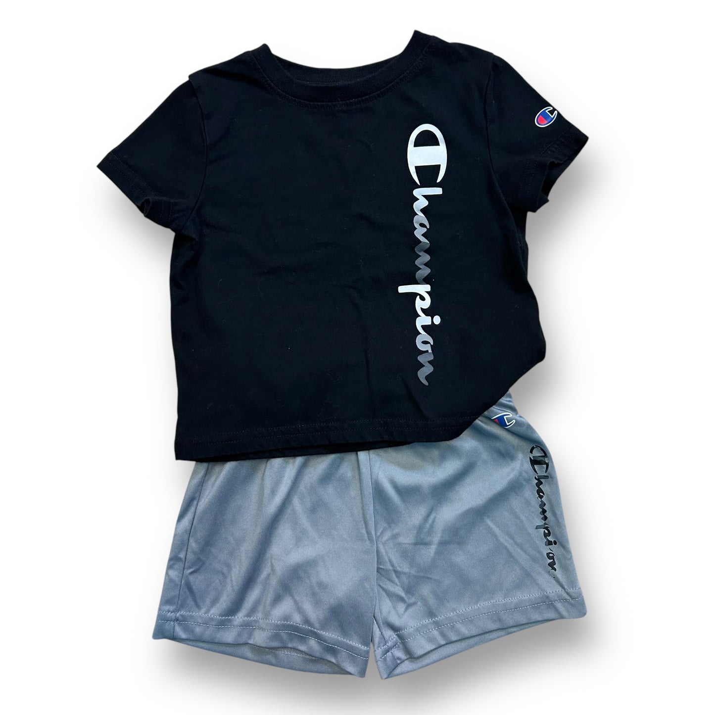 Champion Toddler Boy Size 18 Months Black and Gray Shirt and Shorts Outfit