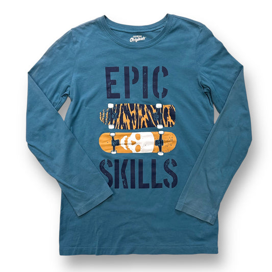 Boys OshKosh Size 12 Teal Epic Skills Long Sleeve Skateboard Tee