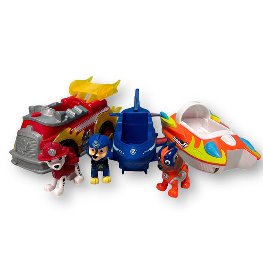 Paw Patrol Collection of 3 Action Figures & Vehicles