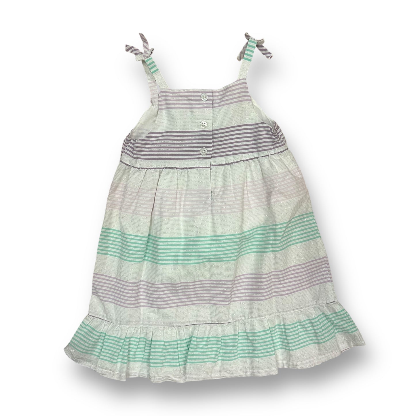 Girls Size 4T Purple & Green Striped Spaghetti Strap Sun Dress