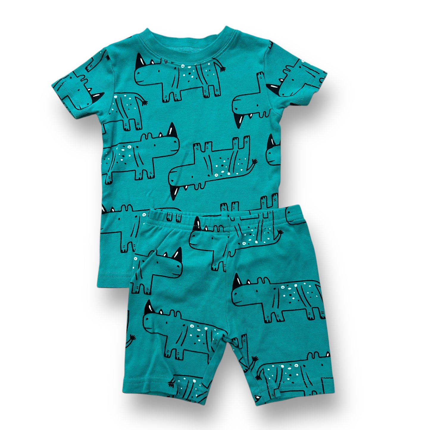 Carter's Boys Size 18 Months Green Rhino Print 2-Pc Pajamas Set