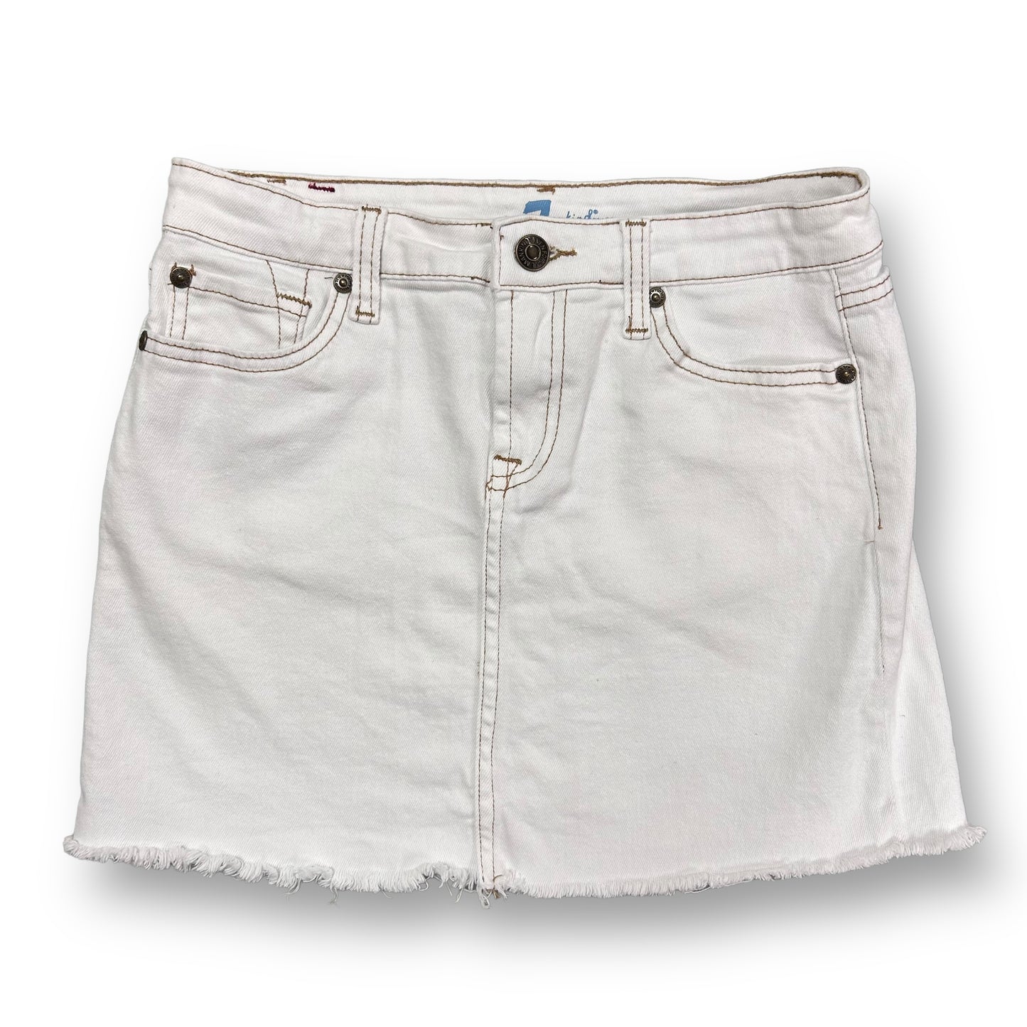 Girls 7 For All Mankind Size 12 White Denim Fray Hem Skirt