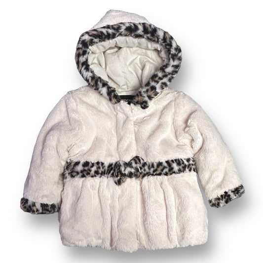 Girls Rothschild Size 4T Ivory Faux Fur Leopard Print Hood Winter Coat