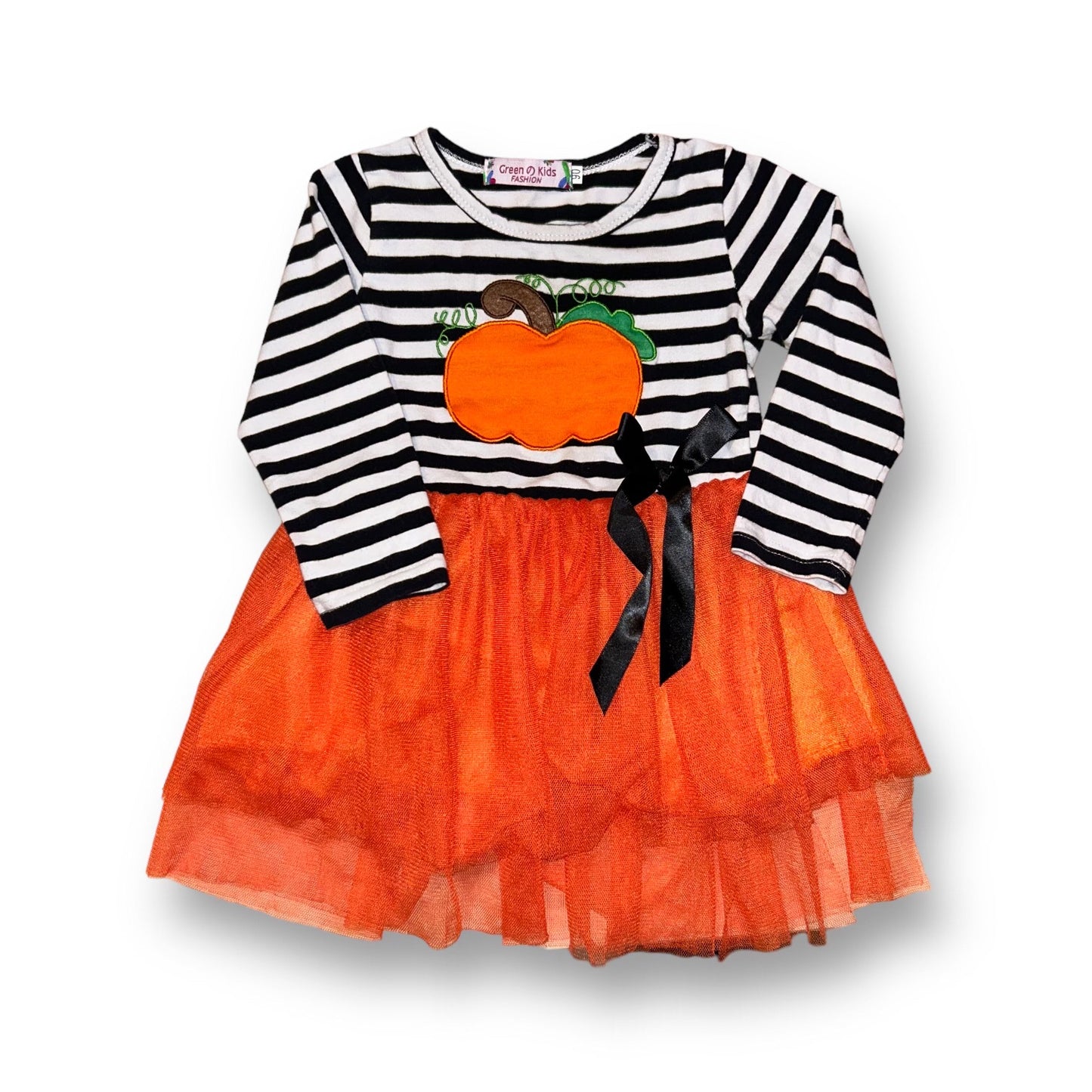 Girls Size 24 Months B&W Striped Pumpkin Tulle Bottom Dress