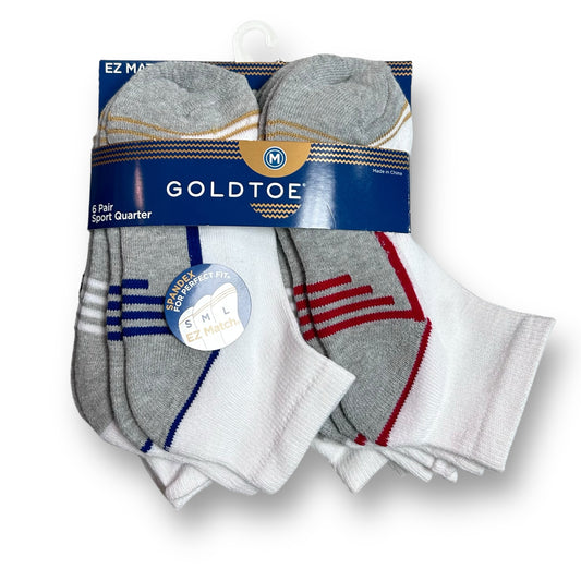 NEW! Boys Goldtoe Size 9 to 2.5Y Crewcut Socks, 6-Pair