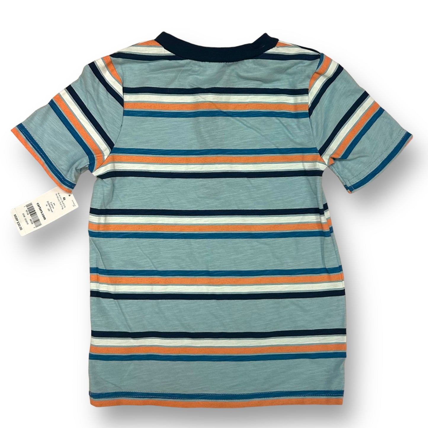 NEW! Boys Carter's Size 4T Blue & Orange Stripe Short Sleeve Polo Shirt