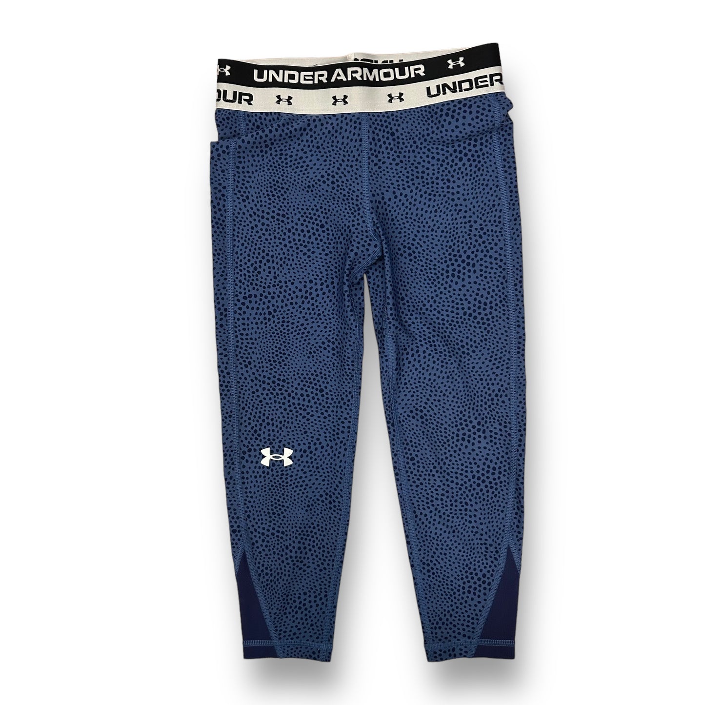 Girls Under Armour Size 7/8 YSM Blue Print Athletic Capri Leggings