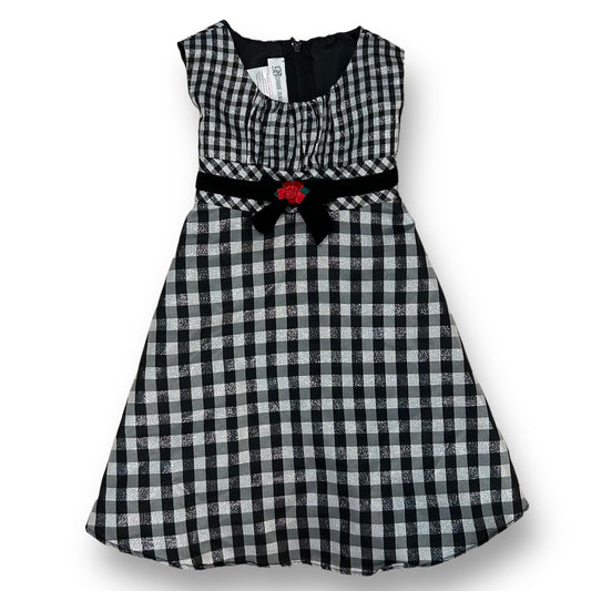 Girls Bonnie Jean Size 2T B&W Shimmer Checkered Holiday Dress