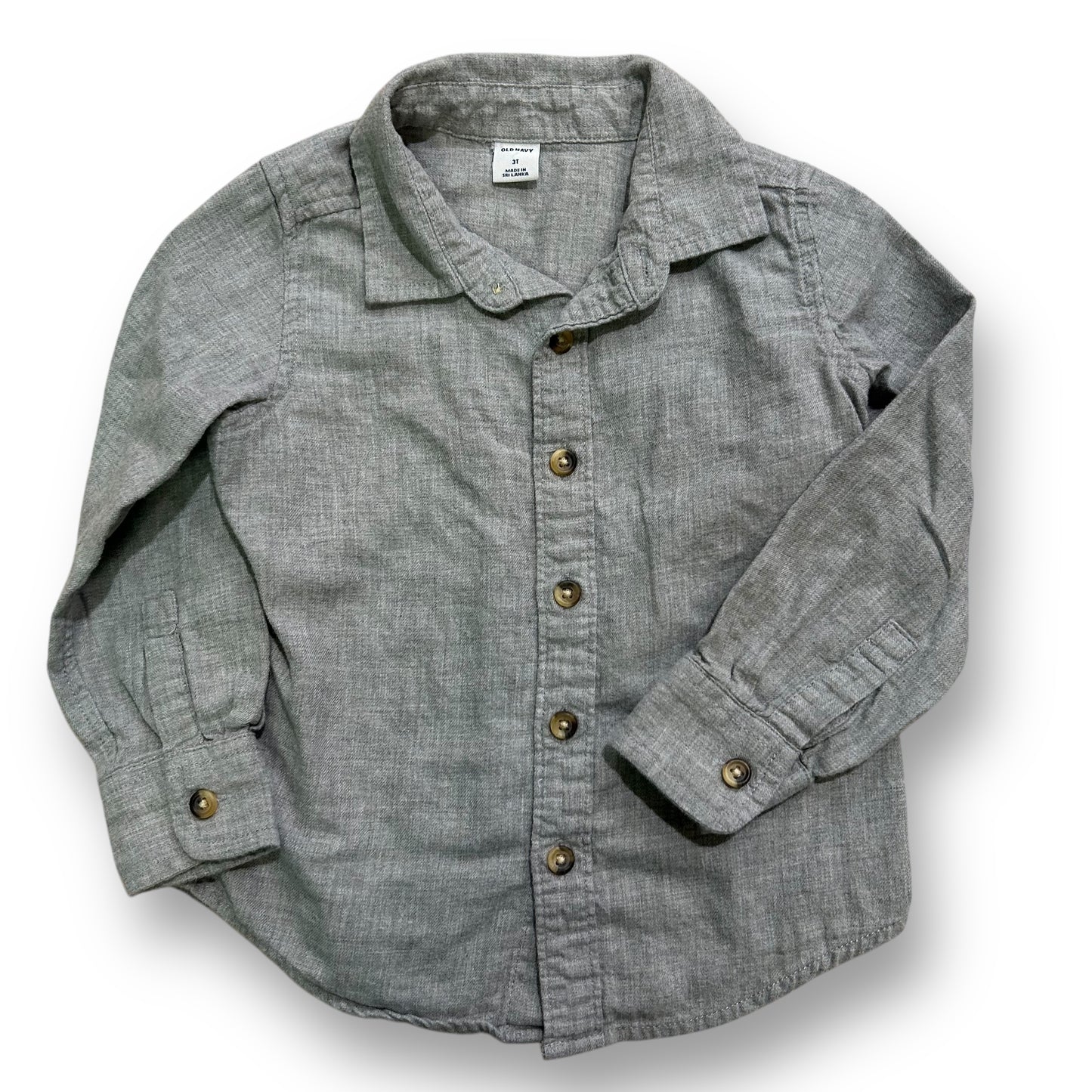 Old Navy Boys Size 2T Gray Long Sleeve Button Down Shirt