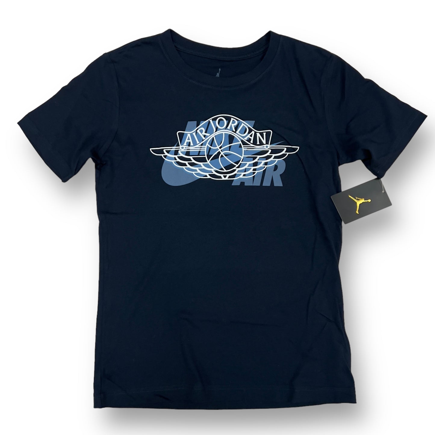 NEW! Boys Nike Air Jordan Size 12/13 YLG Navy Short Sleeve Shirt