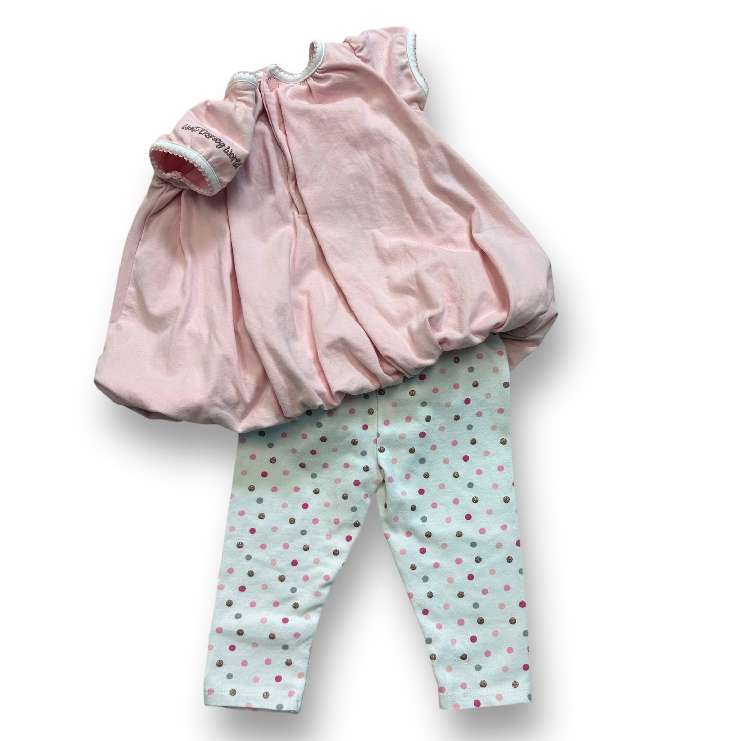 Girls Disney Parks Size 6 Months Pink & White Embroidered Minnie Outfit