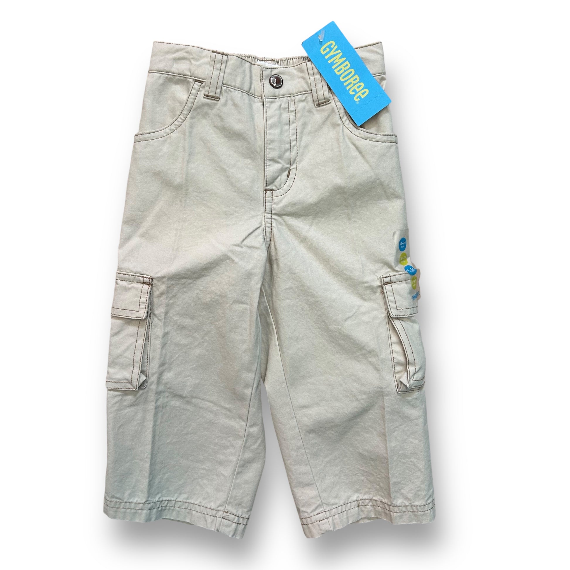 Khaki cargo pants for boys by Gymboree, size 18-24 months, with a visible brand tag on the waist.