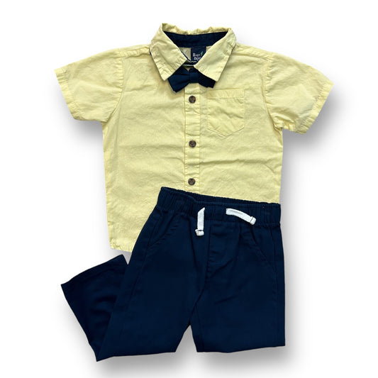 Boys Size 18 Months Navy Pants and Yellow Button Up 3-Pc Outfit & Bow Tie