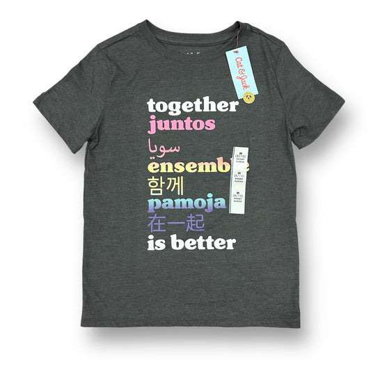 NEW! Cat & Jack Girls Size 8/10 Together is Better Gray Short Sleeve Tee