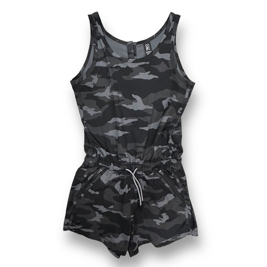 Athleta Girl Size 12 Black & Gray Camo Activewear Romper with Zippered Pockets