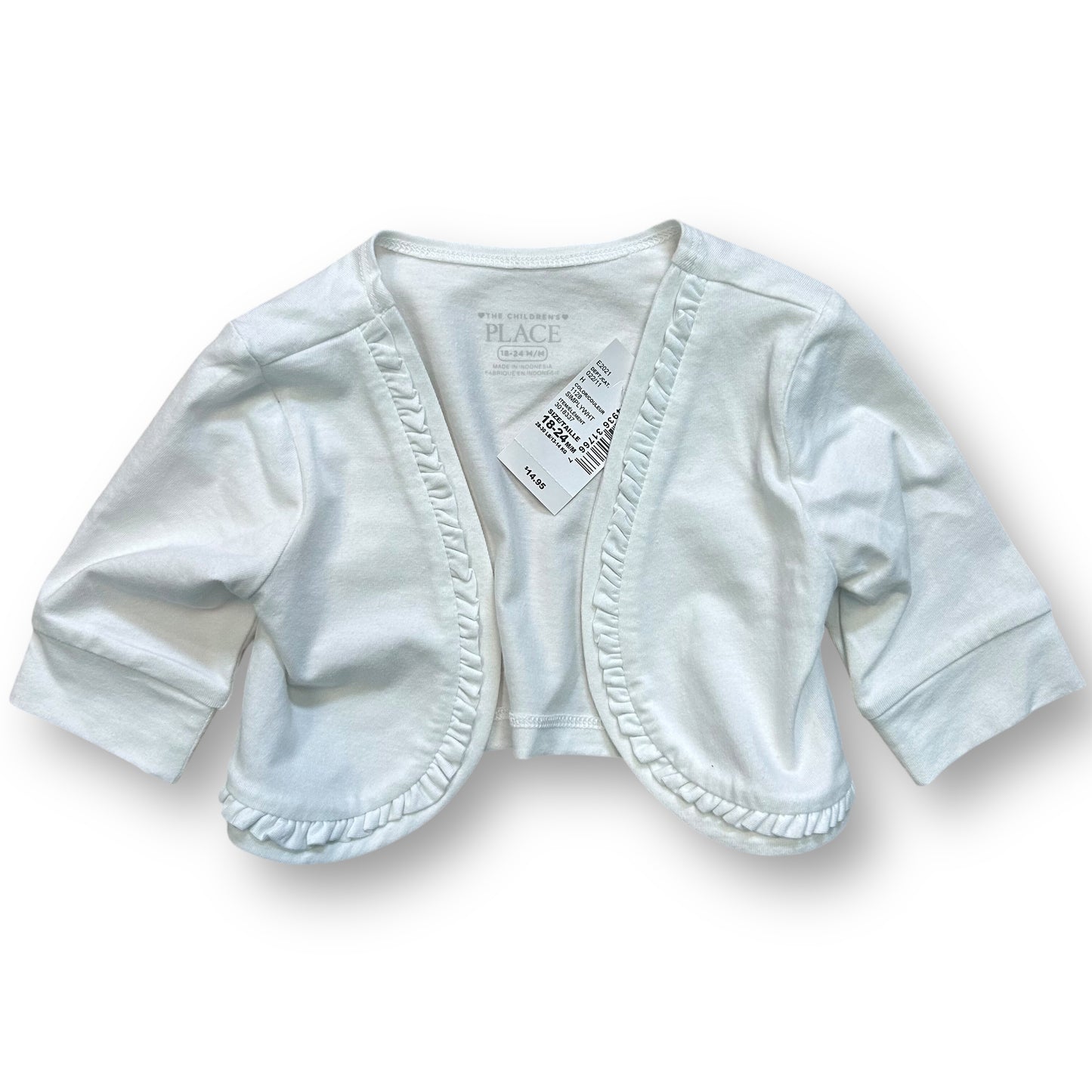 NEW! Children's Place Girls Size 18-24 Months White Sweater Cropped Cardigan