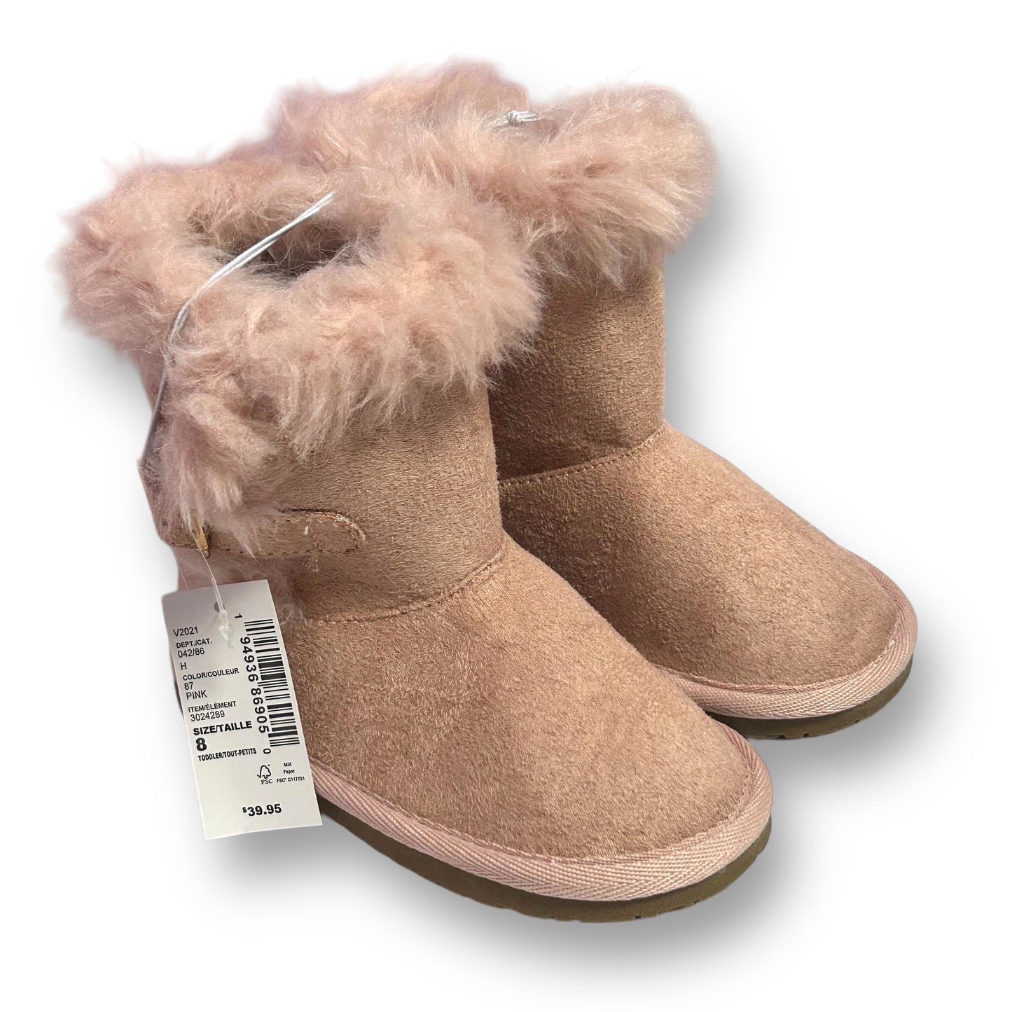 NEW! Children's Place Toddler Girl Size 8 Pink Faux Fur Winter Boots