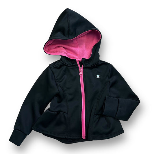 Girls Champion Size 2T Black Zippered Ruffle Bottom Performance Hoodie