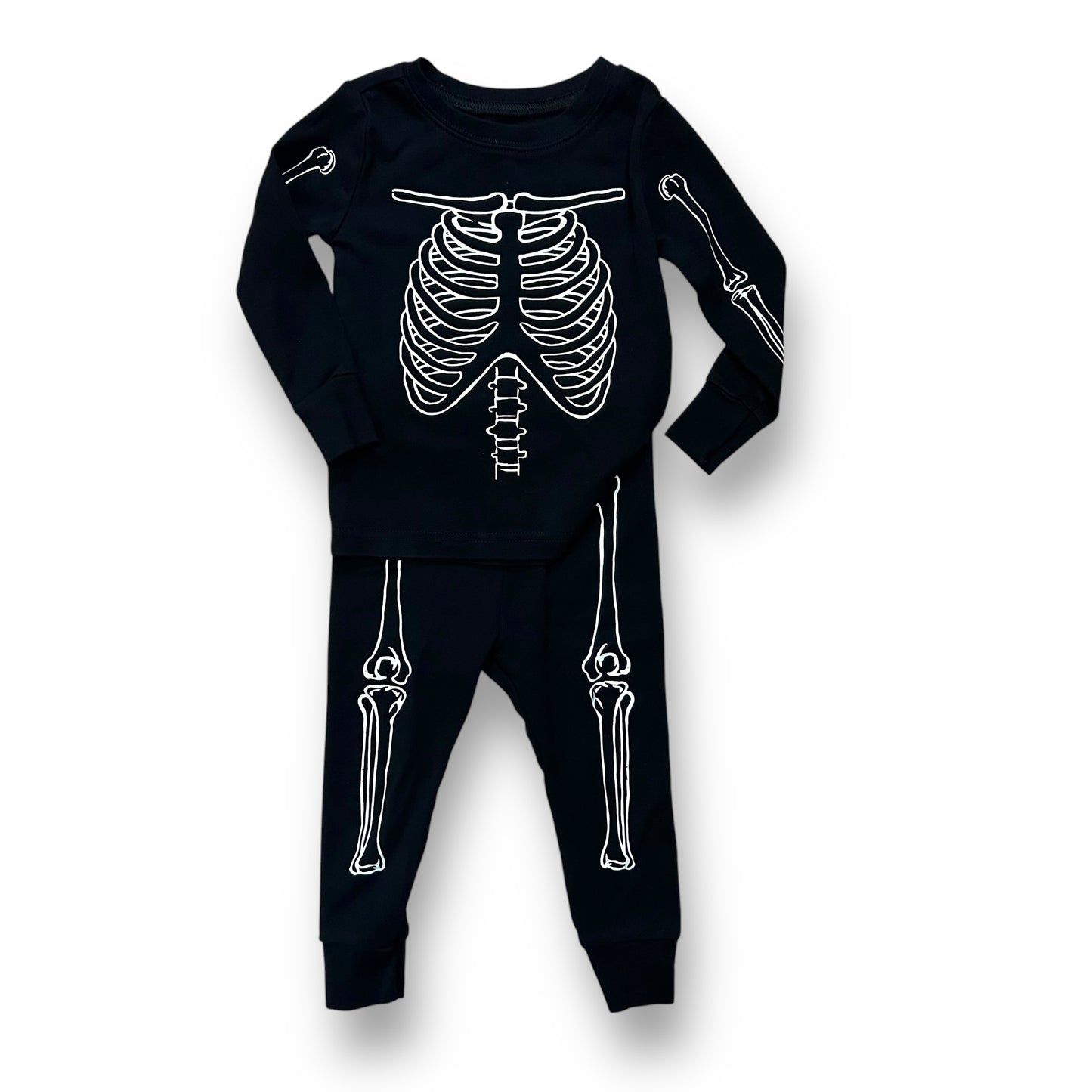 Boys Old Navy Size 18-24 Months Black Skeleton 2-Pc Pajamas