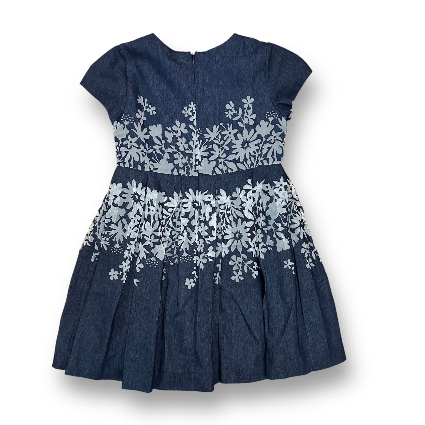 Mayoral Girls Size 7/8 Dress Navy Pleated Empire Waist Denim Style