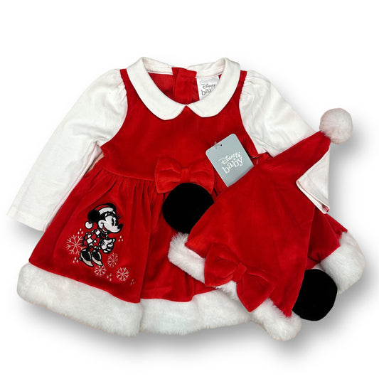 NEW! Girls Disney Baby Size 9-12 Months Red & White Minnie Mouse 2-Pc Dress