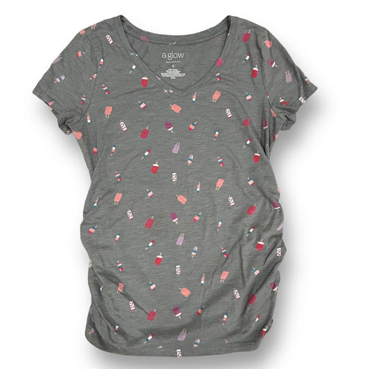 A Glow Size S Gray Popsicle Print Maternity T-Shirt