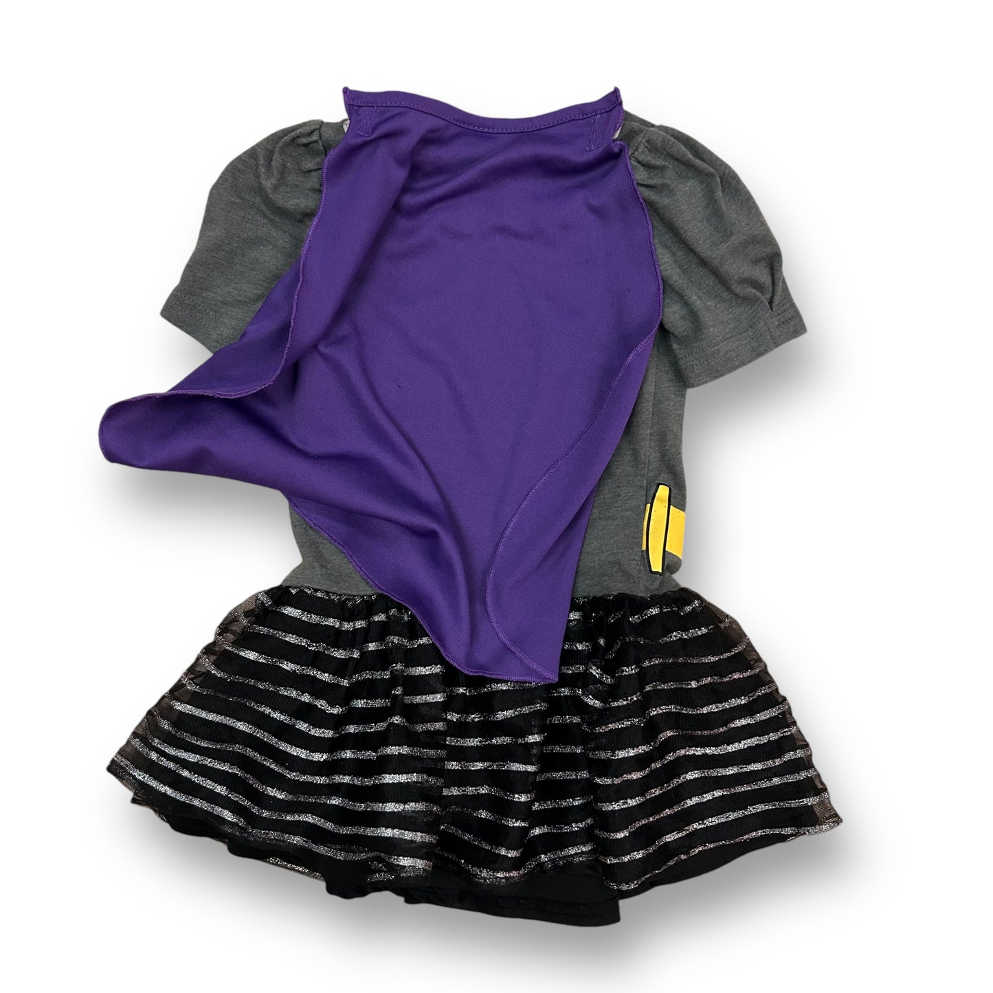 Batgirl Costume Dress Toddler Girl Size 2T with Tulle Lining and Purple Cape