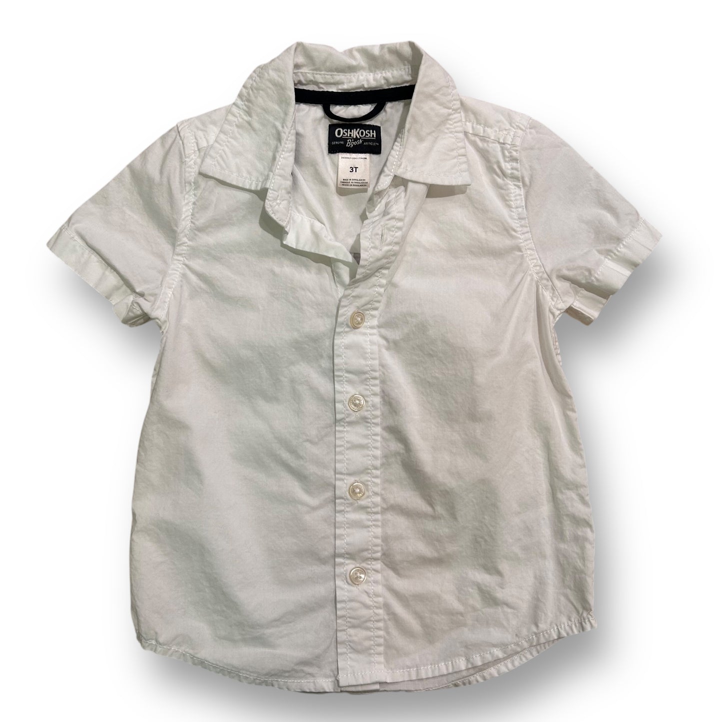 Boys OshKosh Size 3T Short Sleeve White Button Up Shirt