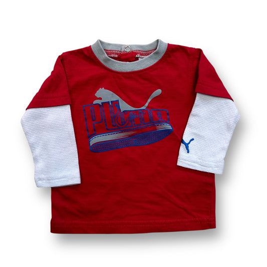 Boys Puma Size 6-12 Months Red with White Thermal Sleeves Top