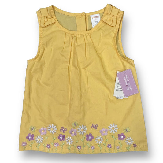 NEW! Gymboree Girls Size 4T Pale Yellow Embroidered Flower Sleeveless Blouse
